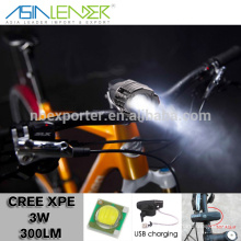 Professional Lighting Products 4 Light Level XPE 3W Cree Bicycle Light, Bicycle LED Light, USB Bicycle Light